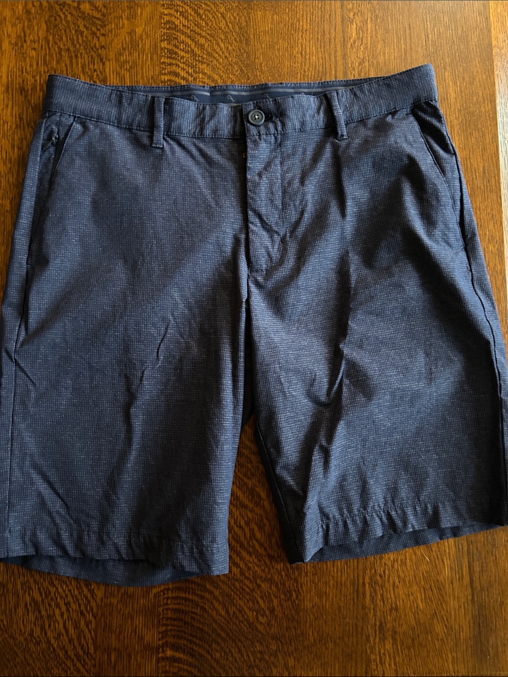 Tommy Bahama Dark Navy Micro-Texture Flat-Front Shorts